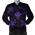 FUNSTUFFPRINT Polynesian Turtle Hammerhead Shark Ray Kanaka Hawaii Bomber Jacket Circle Purple - AH - R 3D Bomber Jacket