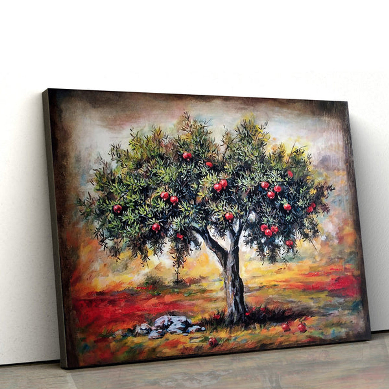 Pomegranate Tree Painting Canvas Wall Art - Canvas Wall Decor - Home Decor Living Room