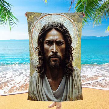 Portrait Of Jesus Christ Beach Towel Pictures - Jesus Art Prints - Jesus Art - Christian Beach Towel