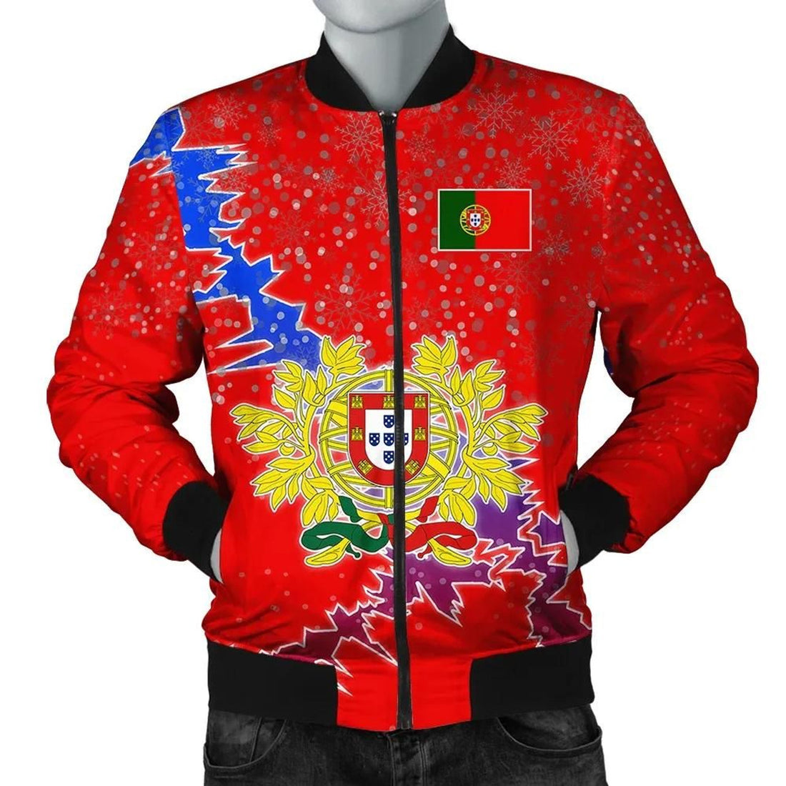 FUNSTUFFPRINT Portugal Christmas Coat Of Arms Men Bomber Jacket Style 3D Bomber Jacket