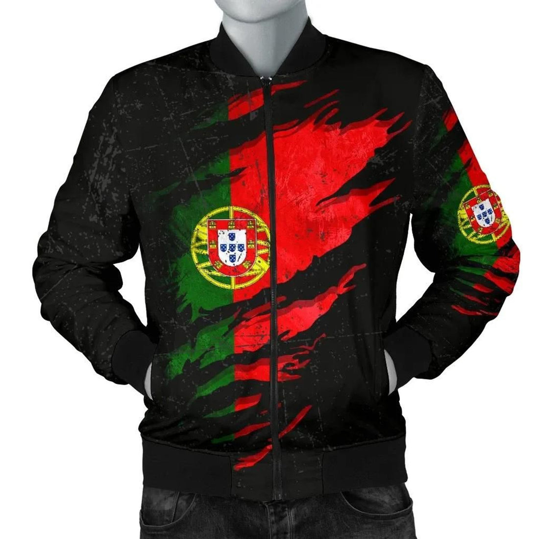 FUNSTUFFPRINT Portugal In Me Men's Bomber Jacket - Special Grunge Style 3D Bomber Jacket