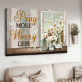 Pray More Worry Less, Butterfly Flower, Poster Decor Poster and Canvas