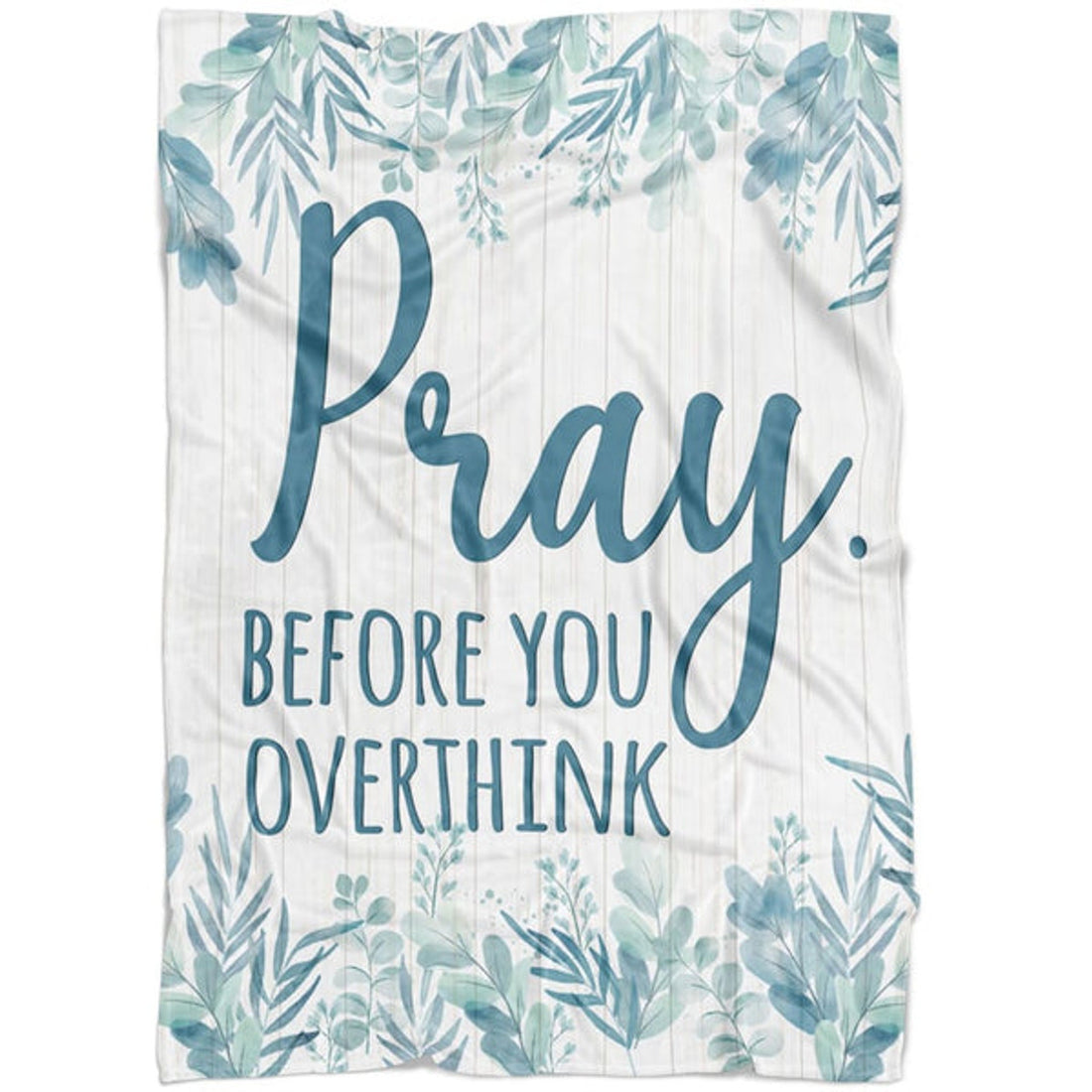 FUNSTUFFPRINT  Pray Before You Overthink Fleece Blanket - Christian Blanket - Bible Verse Blanket