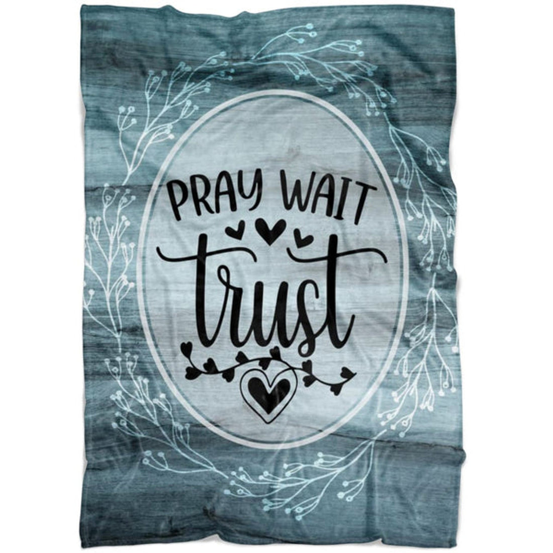 FUNSTUFFPRINT Pray Wait Trust Fleece Blanket - Christian Blanket - Bible Verse Blanket
