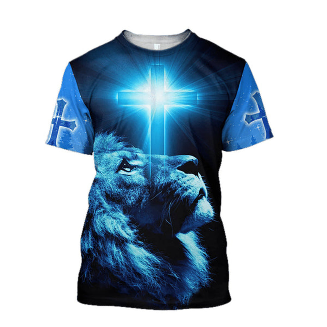 FUNSTUFFPRINT Premium Christian Jesus Lion 3d Unisex Shirt - Christian 3D T-shirt