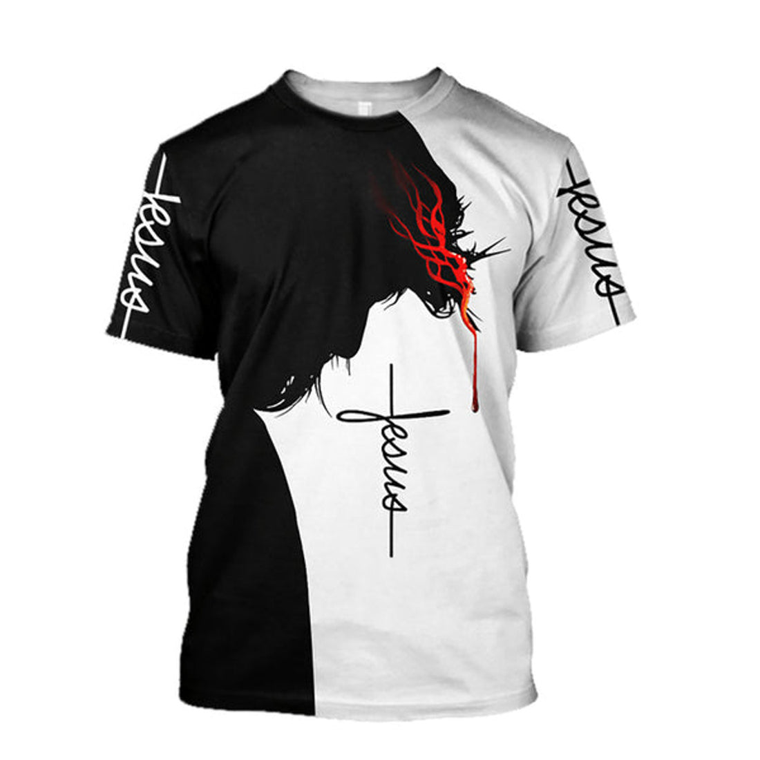 FUNSTUFFPRINT Premium Jesus 3D All Over Printed Unisex Shirt - Christian 3D T-shirt