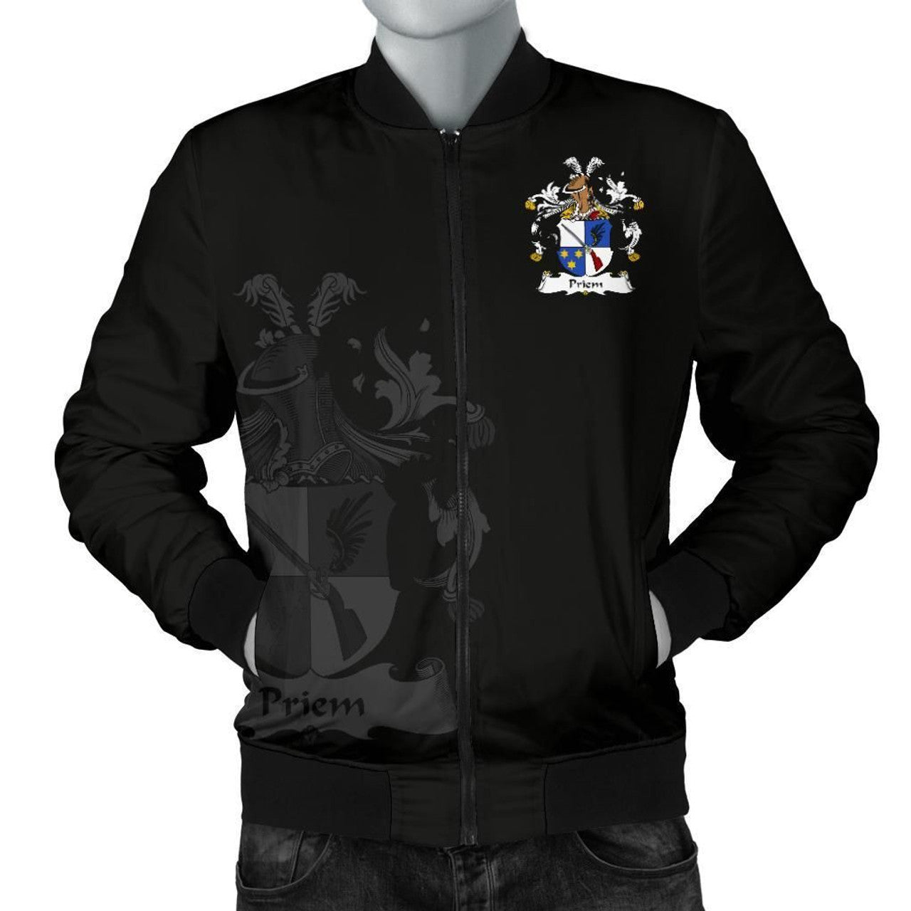 FUNSTUFFPRINT Priem Germany Men's Bomber Jacket - German Family Crest 3D Bomber Jacket