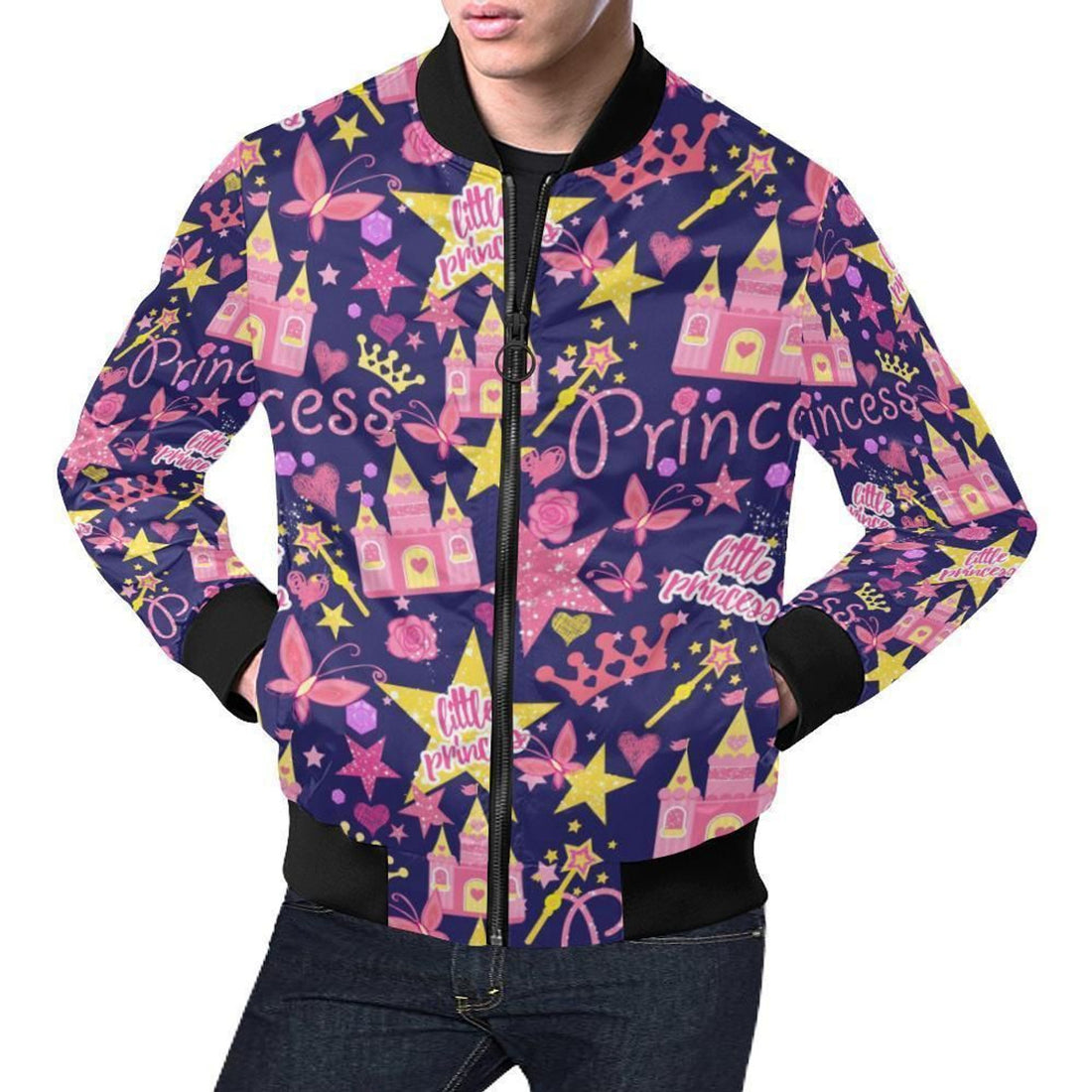 FUNSTUFFPRINT Princess Fairy Pattern Print Mens 3D Bomber Jacket