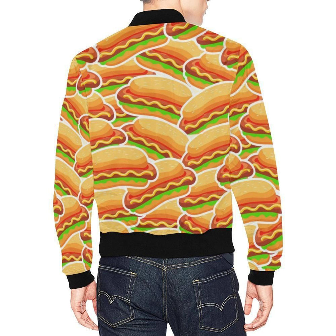 FUNSTUFFPRINT Print Pattern Hot Dog Mens 3D Bomber Jacket