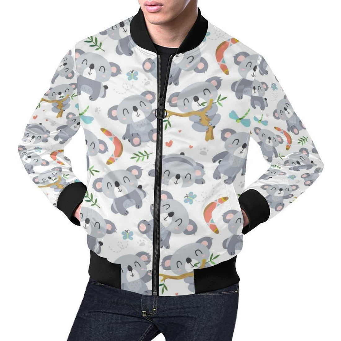 FUNSTUFFPRINT Print Pattern Koala Mens 3D Bomber Jacket