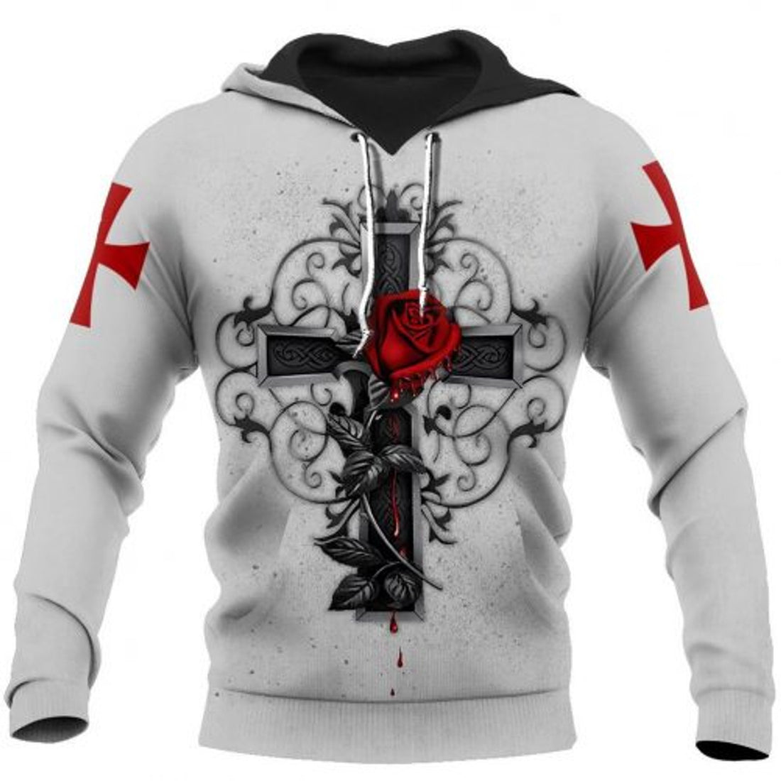FUNSTUFFPRINT Christian 3D Hoodie Crosses And Roses 3D Hoodie and Zip Hoodie