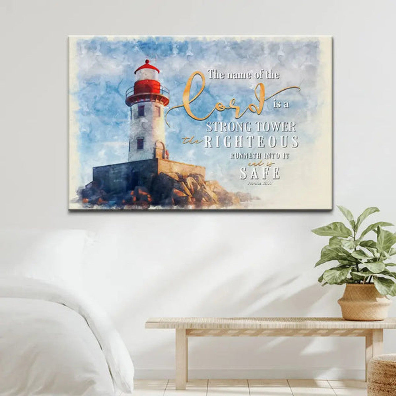 Proverbs 1810 The Name Of The Lord Is A Strong Tower Wall Art Canvas