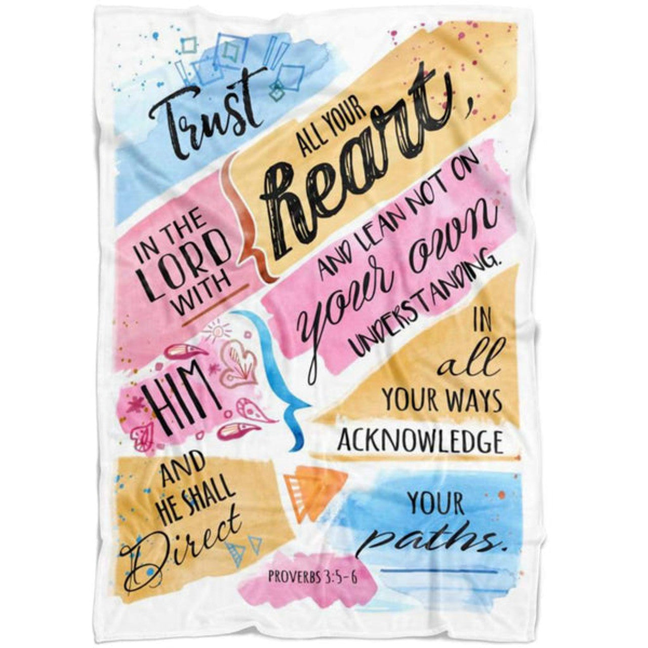 FUNSTUFFPRINT Proverbs 35-6 Trust In The Lord With All Your Heart Fleece Blanket - Christian Blanket - Bible Verse Blanket