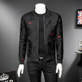 FUNSTUFFPRINT Puff Jacquard Black Men Slim 3D Bomber Jacket