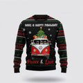 FUNSTUFFPRINT Pug Dogs Carrying Gift Christmas On The Red Car Ugly Christmas Sweater For Men And Women, Gift For Christmas, Best Winter Christmas Outfit Ugly Sweater