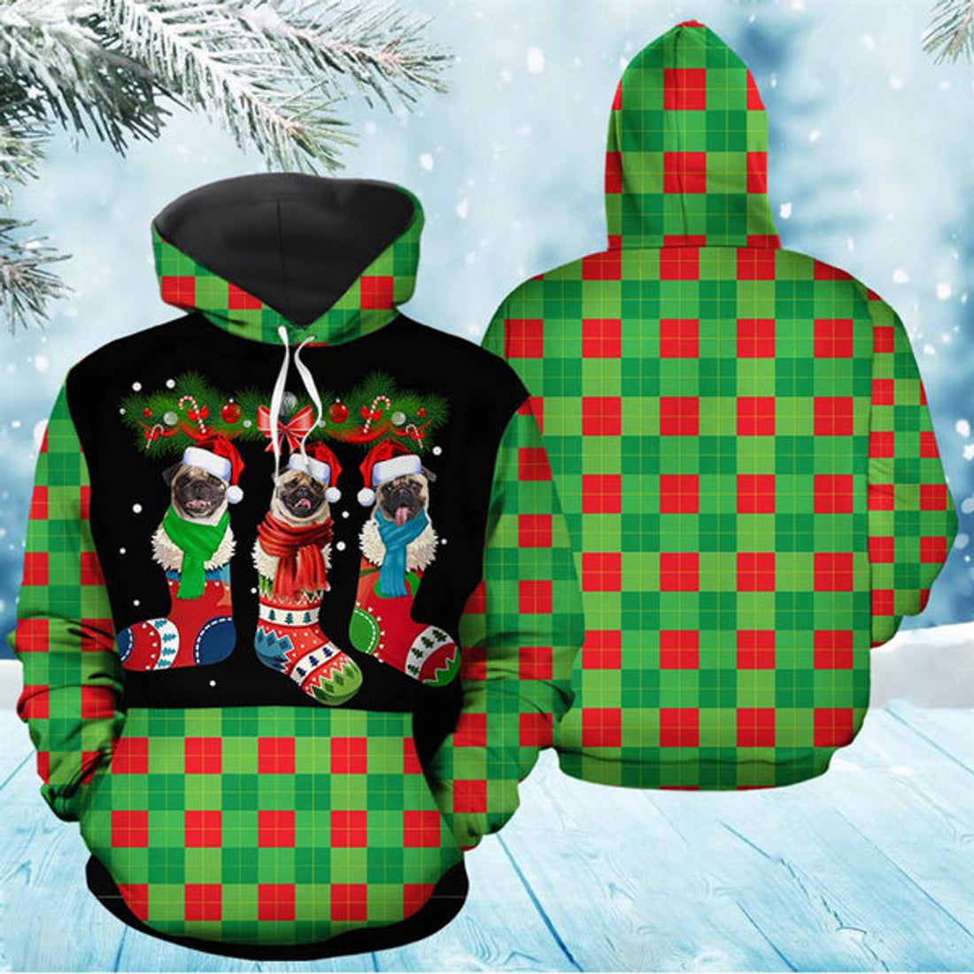 FUNSTUFFPRINT 3D Pug Socks All Over 3D Hoodie and Zip Hoodie