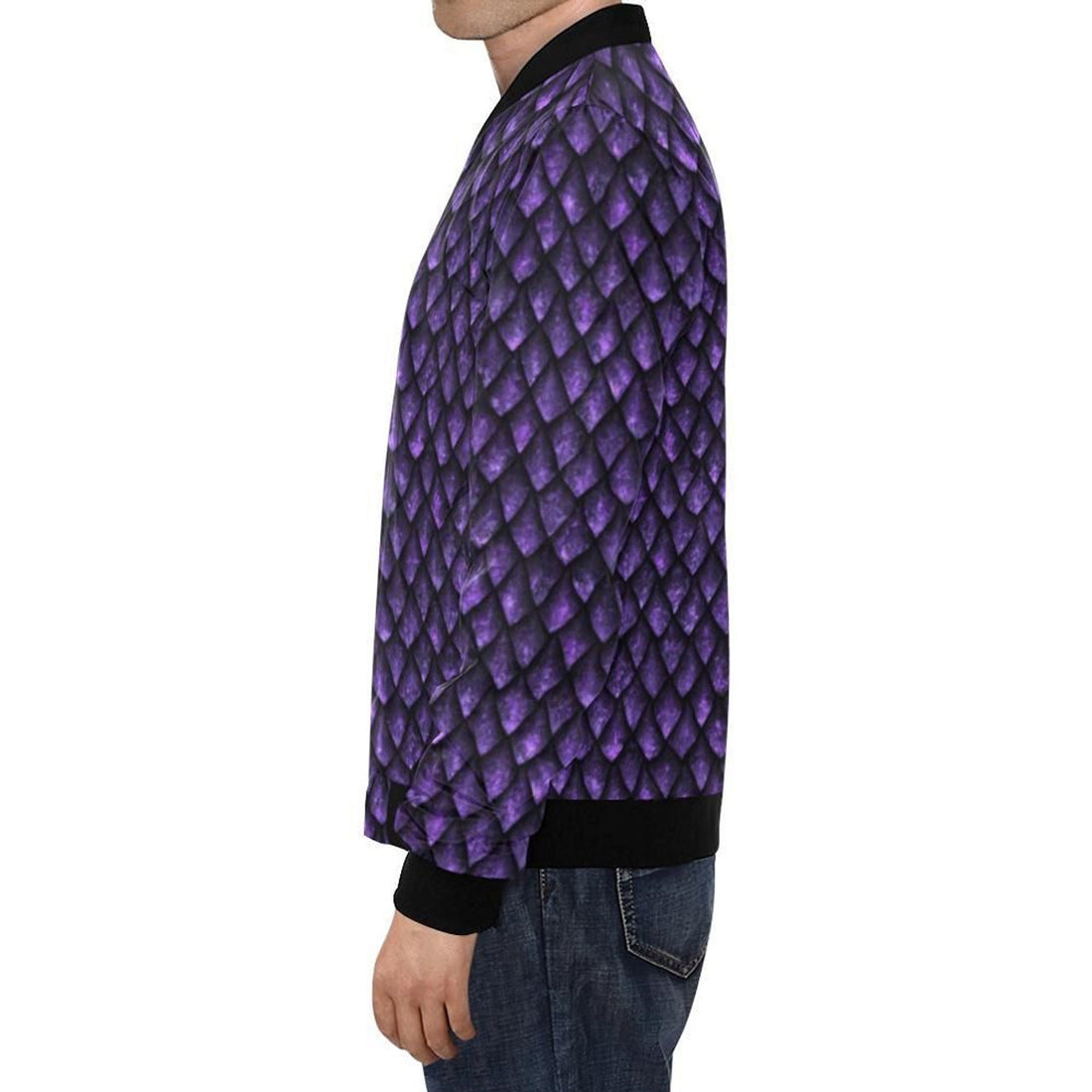 FUNSTUFFPRINT Purple Egg Skin Dragon Pattern Print Mens 3D Bomber Jacket