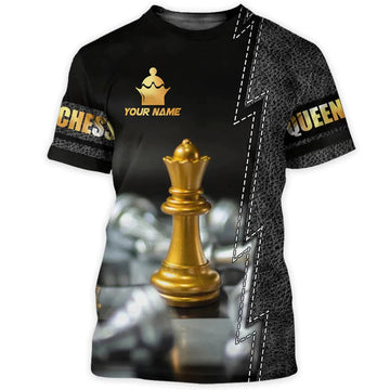 Custom 3D All Over Print Chess Queen T-Shirt, Chess Player Shirt, Best Gift For Chess Lover
