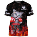 Custom Boxing Shirt Men Woman, Cat Boxing 3D Print Hoodie, Boxing Player Gift, Funny Cat Boxing Tshirt
