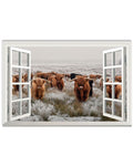Highland Cattle Cows Window Poster and Canvas