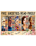 Free Societies Read Freely Female Authors Feminism Banned Book Week Poster and Canvas