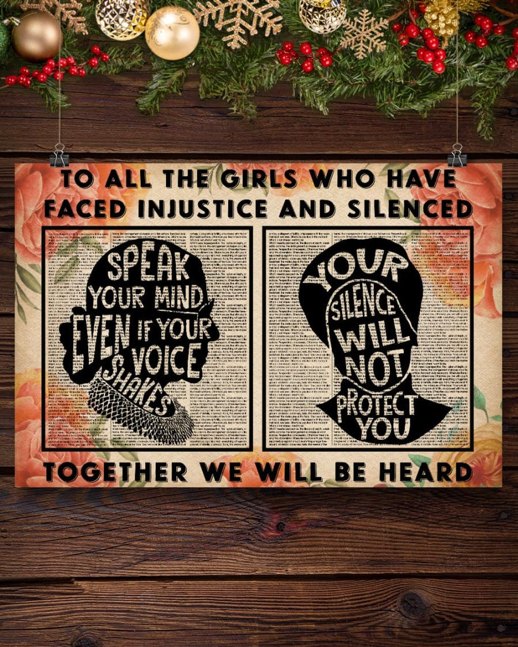 To All The Girls Who Have Faced Injustice And Silenced Together We Will Be Heard Rbg Audre Lorde Feminists Flowers Poster and Canvas