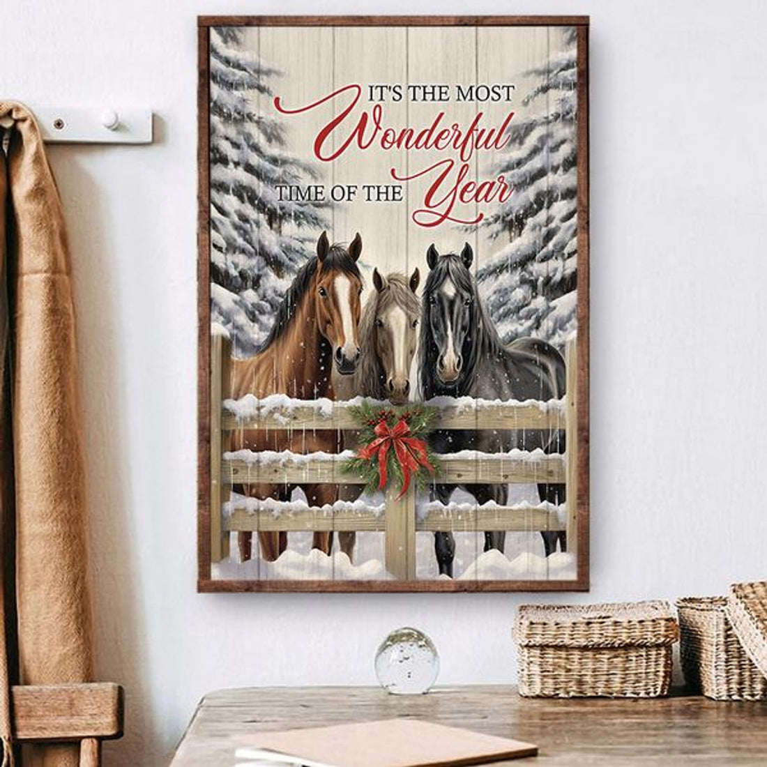 It’s The Most Wonderful Time Of The Year Farm Horse Christmas Poster and Canvas