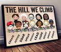 The Hill We Climb Create Justice Soar Speak Dissent Lead Hope Resist Dream Fight Chibi Feminists Flowers Poster and Canvas