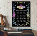 2023 Full Moon Calendar Colorful Butterfly Flowers Poster and Canvas