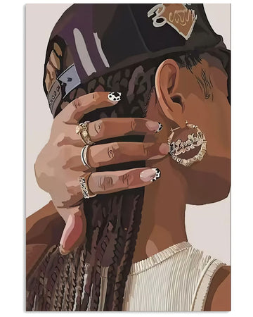 Black Girl With Earrings From Behind Feminism Black History Month Poster and Canvas