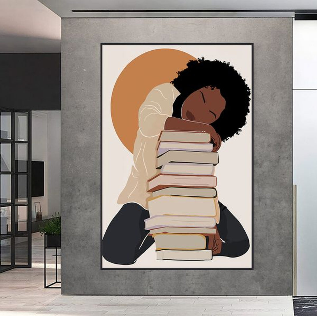 Black Girl On The Book Pile Poster and Canvas
