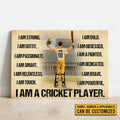Custom I Am Strong Gutsy Passionate Smart I Am A Cricket Player Colorful Customized Personalized Name/Number Poster and Canvas