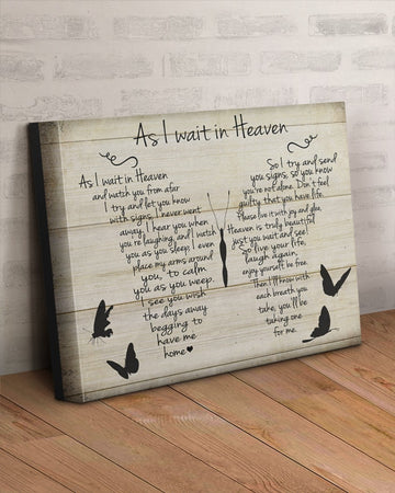 As I Wait In Heaven Butterfly Poster and Canvas