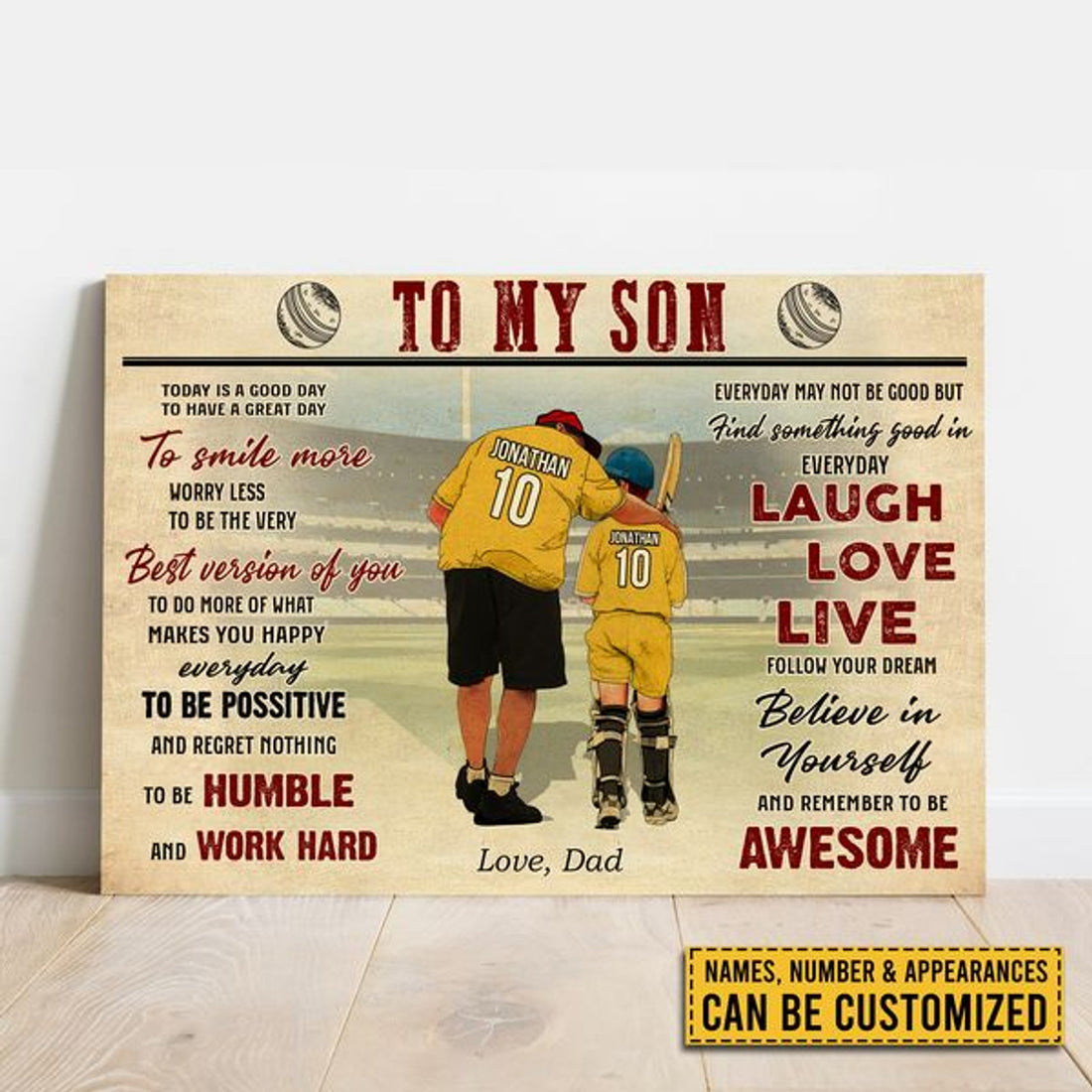 Custom To My Son Today Is A Good Day To Have A Great Day To Smile More Worry Less To Be The Best Version Of You Baseball Player Father’s Day Customized Personalized Name/Number Poster and Canvas