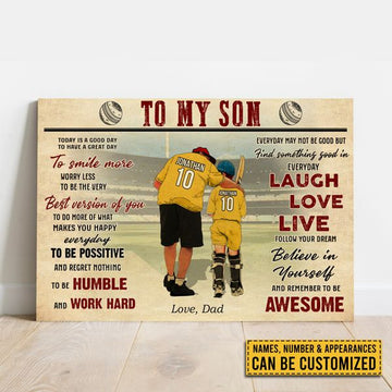 Custom To My Son Today Is A Good Day To Have A Great Day To Smile More Worry Less To Be The Best Version Of You Baseball Player Father’s Day Customized Personalized Name/Number Poster and Canvas