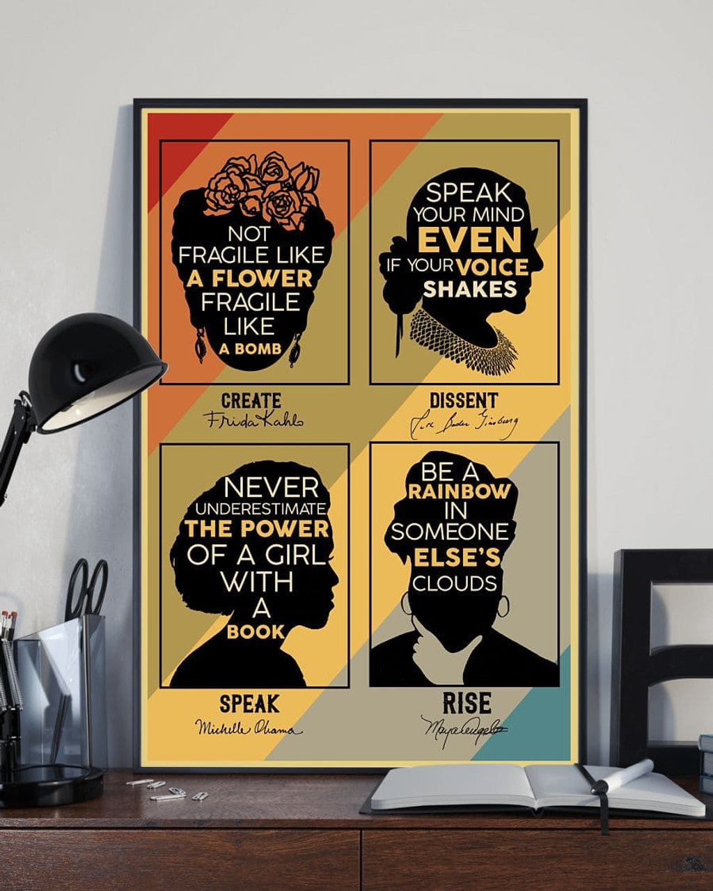 Create Dissent Speak Rise Frida Rbg Michelle Maya Feminism Poster and Canvas