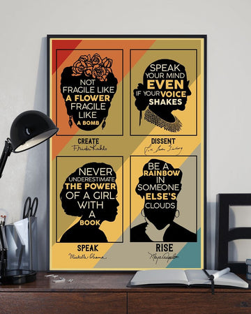 Create Dissent Speak Rise Frida Rbg Michelle Maya Feminism Poster and Canvas