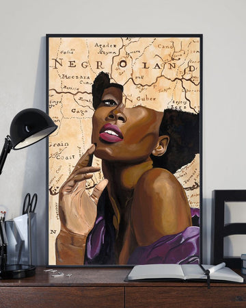 Negroland Map Black Girl Poster and Canvas