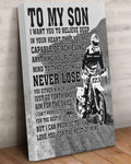 Custom To My Son Never Lose I Can Promise To Love You For The Rest Of Mine Biker Vintage Customized Personalized Name/Number Poster and Canvas
