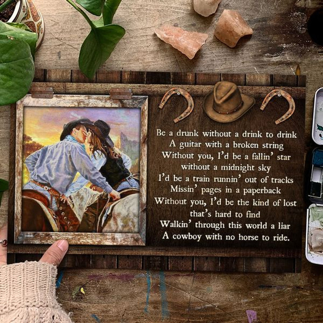 Be A Drunk Without A Drink To Drink A Guitar With A Broken String Without You I’d Be A Falling’ Star Without A Midnight Sky Kiss Couple Horse Rider Valentine Poster and Canvas