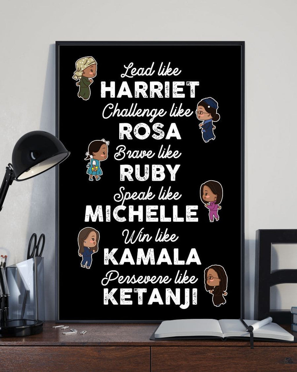 Don’t Fear Death Fear The Un-Lived Life Bikerlead Like Harriet Challenge Like Rosa Brave Like Ruby Persevere Like Ketanji Chibi Feminists Poster and Canvas
