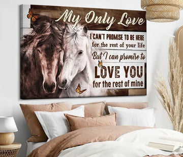 My Only Love I Can’t Promise To Be Here For The Rest Of Your Life But I Can Promise To Love You For The Rest Of Mine Couple Farm Horse Butterflies Poster and Canvas