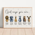God Says You Are Unique Special Lovely Precious Beautiful Chosen Cute Lion Elephant Giraffe Hippo Bear Reindeer Poster and Canvas