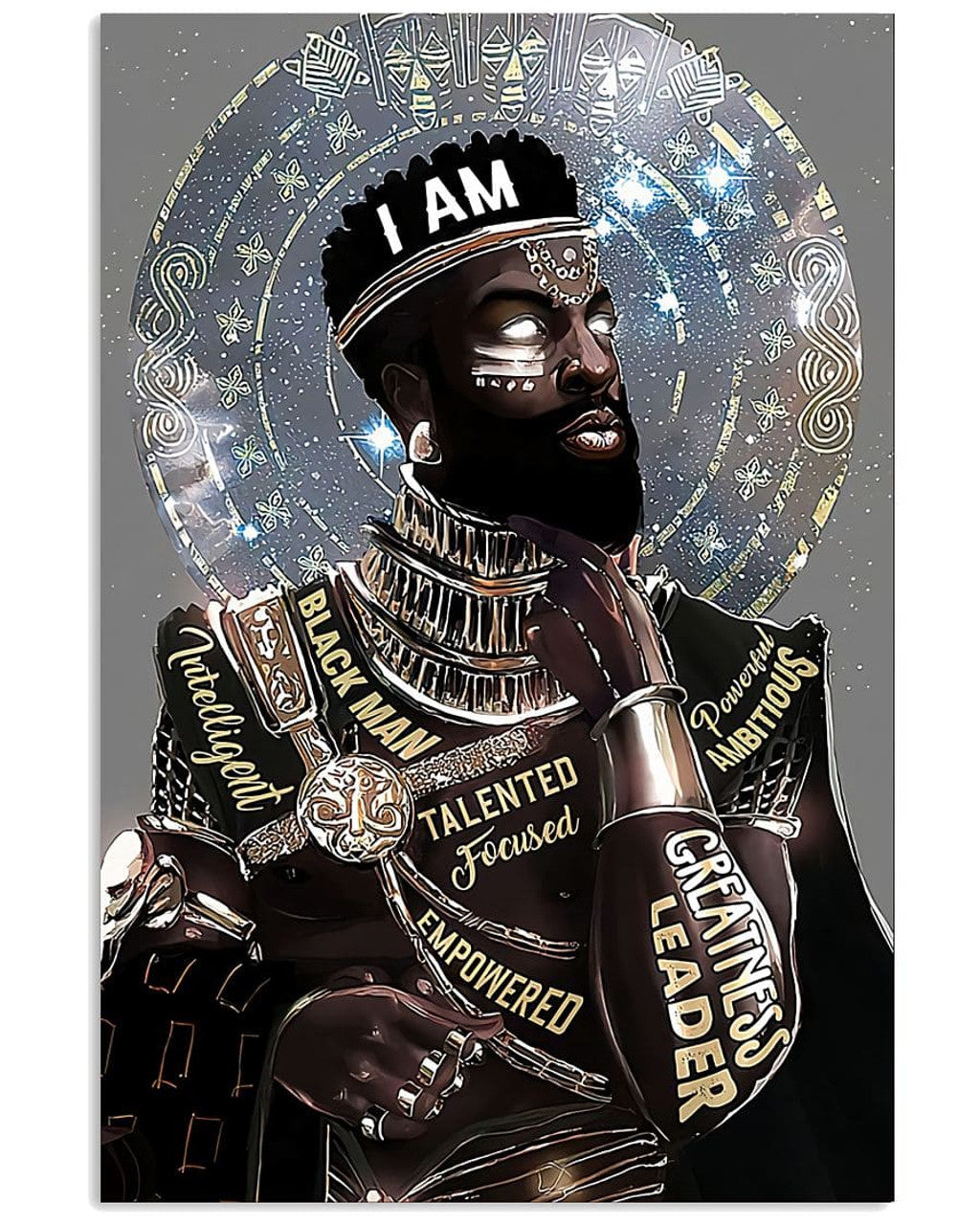 I Am Black Man Talented Greatness Leader Intelligent Empowered Focused Ambitious African American Poster and Canvas