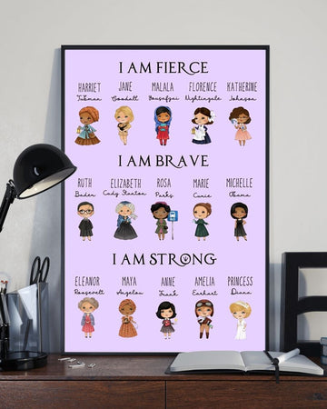I Am Fierce I Am Brave I Am Strong Chibi Feminists Poster and Canvas