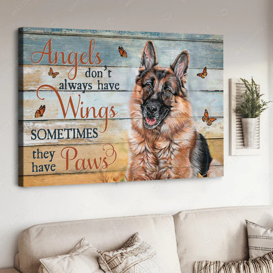 Angels Don’t Always Have Wings Sometimes They Have Paws Dog Butterfly Poster and Canvas