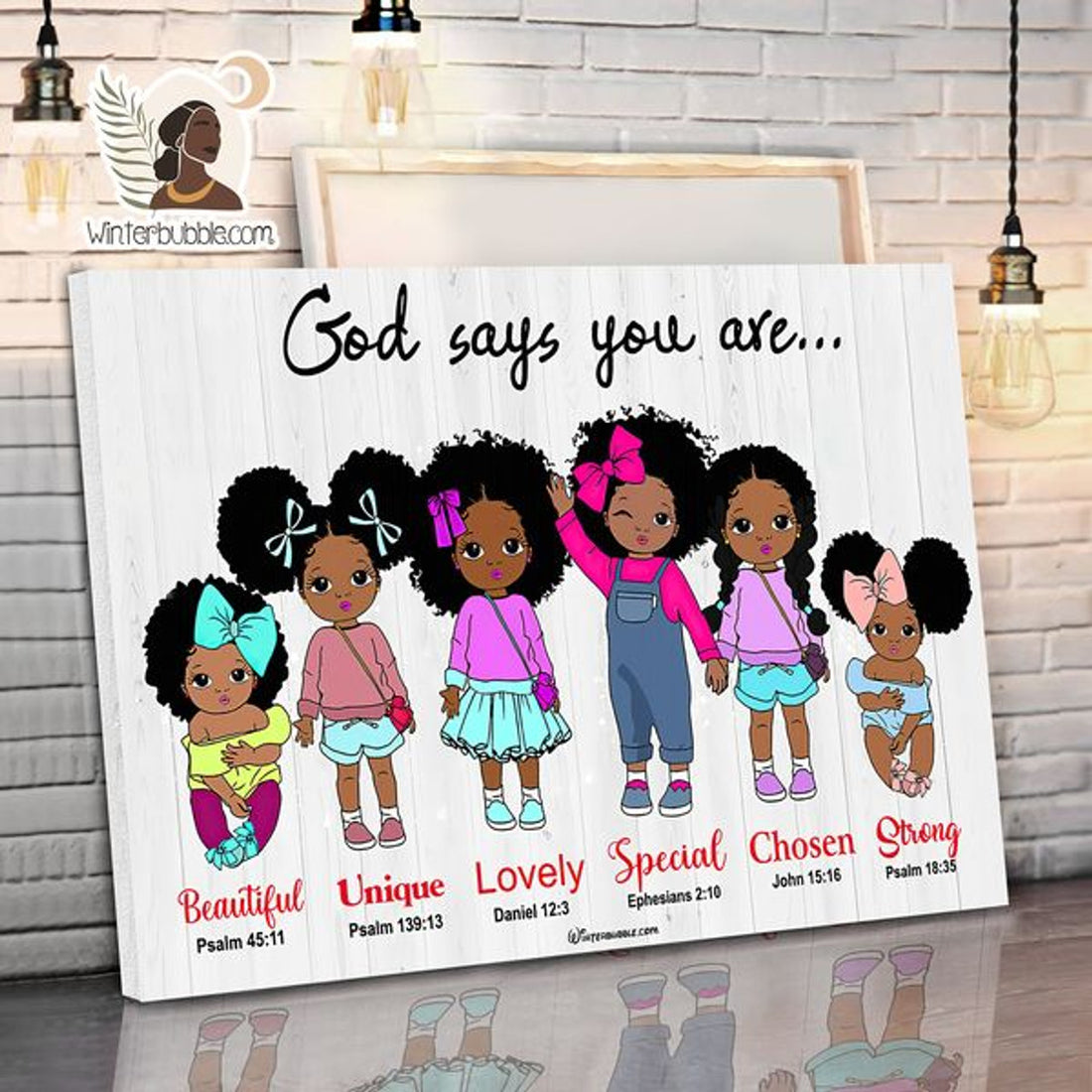 God Says You Are Beautiful Unique Lovely Special Chosen Strong Little Black Girls Poster and Canvas