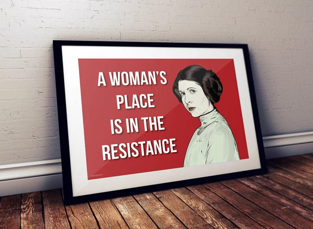 A Women’s Place Is In The Resistance Leia Feminism Poster and Canvas