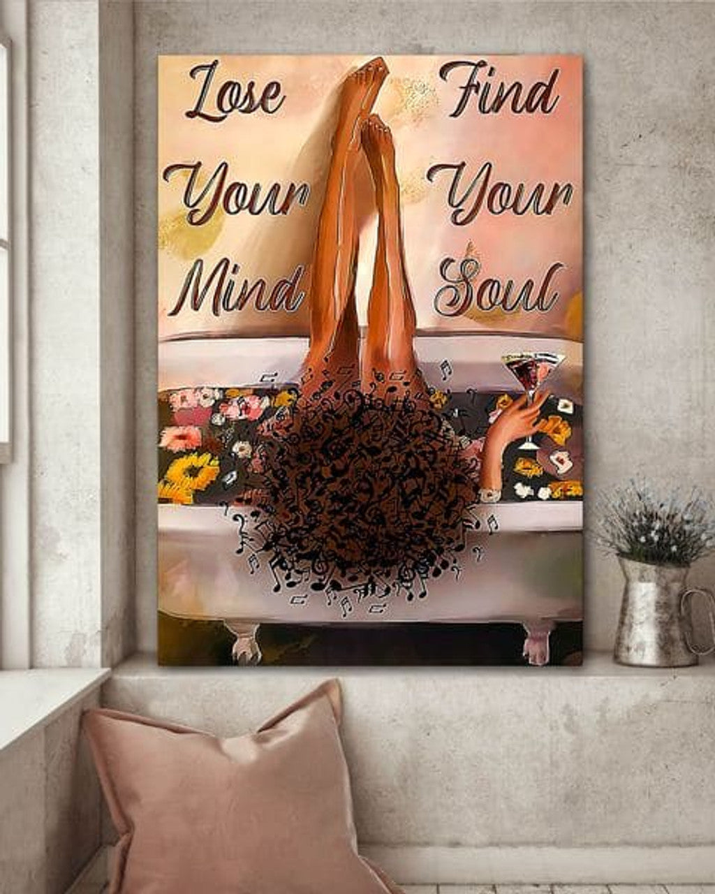 Lose Your Mind Find Your Soul Black Girl Bathing Feminism Poster and Canvas