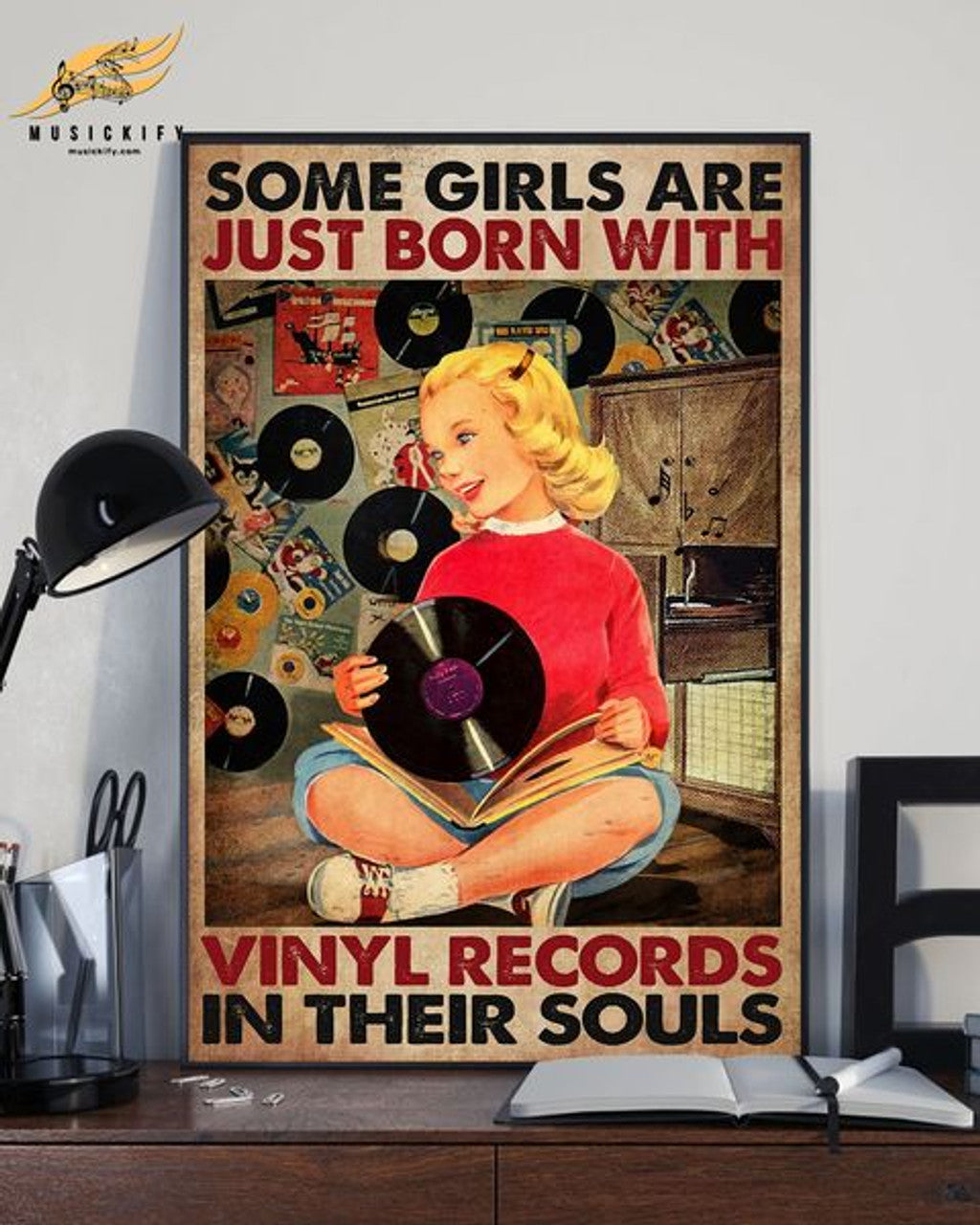 Some Girls Are Just Born With Vinyl Records In Their Souls Poster and Canvas